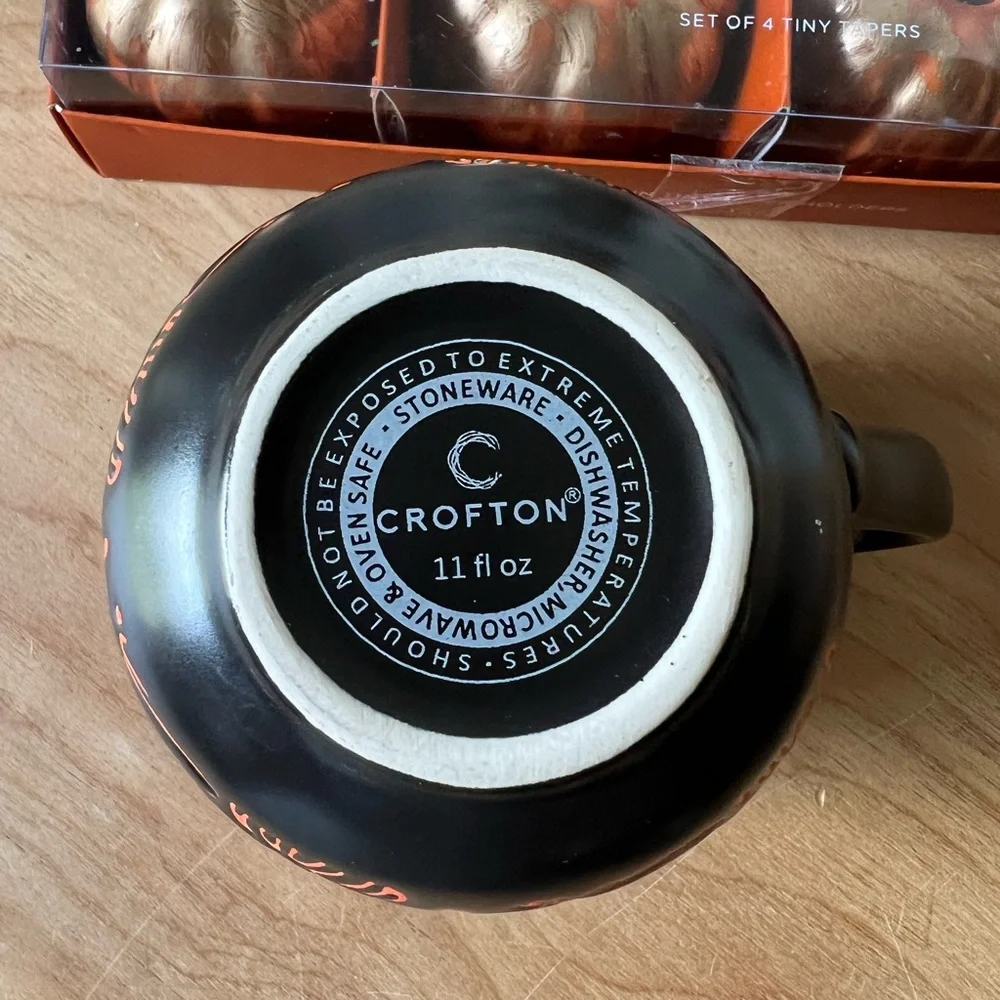 Williams Sonoma Pumpkin Tiny Taper Holders, Crofton Mug